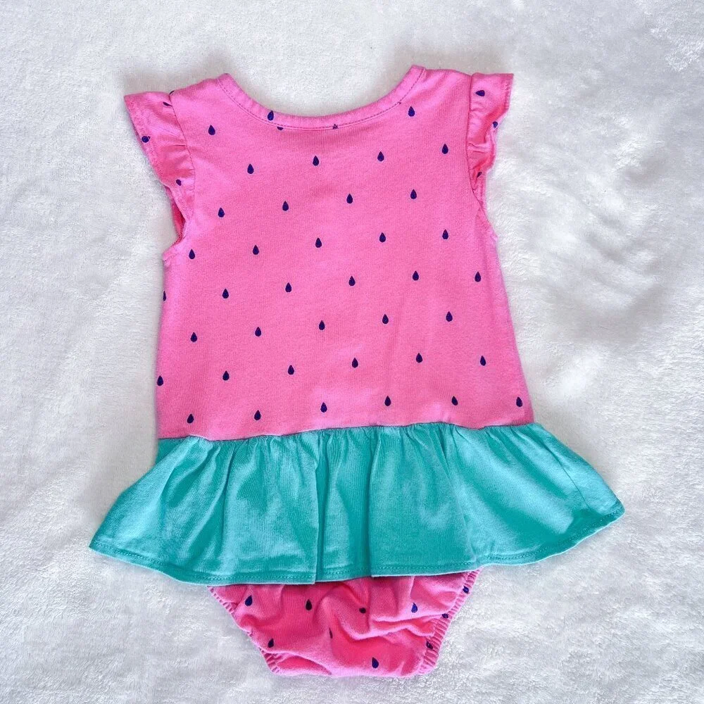 Carter's Baby Girls Bodysuit | Skirted | 12 Months | Watermelon | Pink | Cute